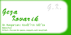 geza kovarik business card